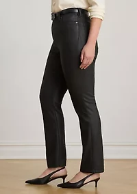 Plus Coated High-Rise Straight Ankle Jeans