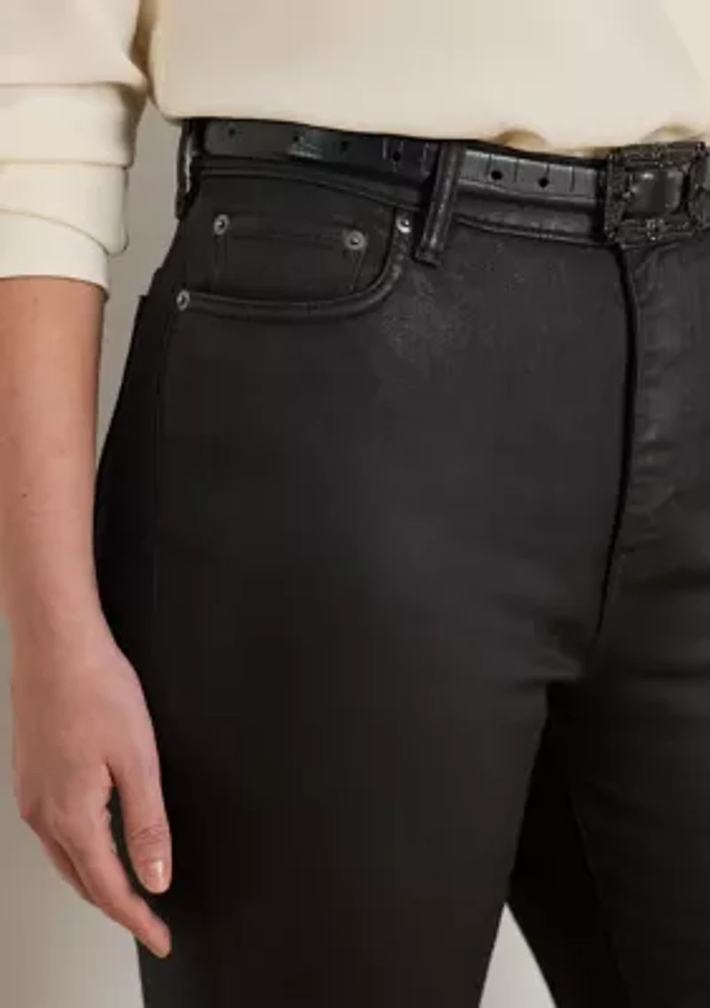 Plus Coated High-Rise Straight Ankle Jeans