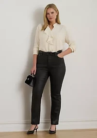 Plus Coated High-Rise Straight Ankle Jeans