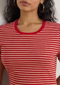 Women's Striped Cotton-Blend Ribbed T-Shirt Dress