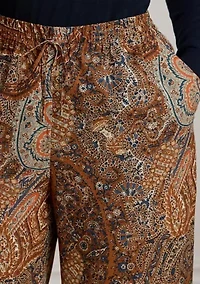 Plus Paisley Crepe Wide-Leg Pants