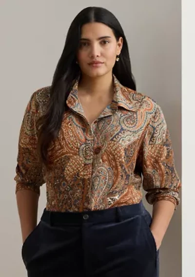 Women's Classic Fit Paisley Crepe Shirt