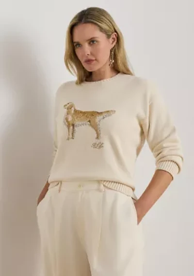 Women's Intarsia-Knit Golden Retriever Sweater