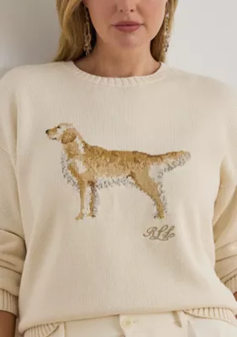 Women's Intarsia-Knit Golden Retriever Sweater