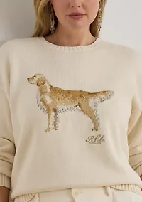 Women's Intarsia-Knit Golden Retriever Sweater