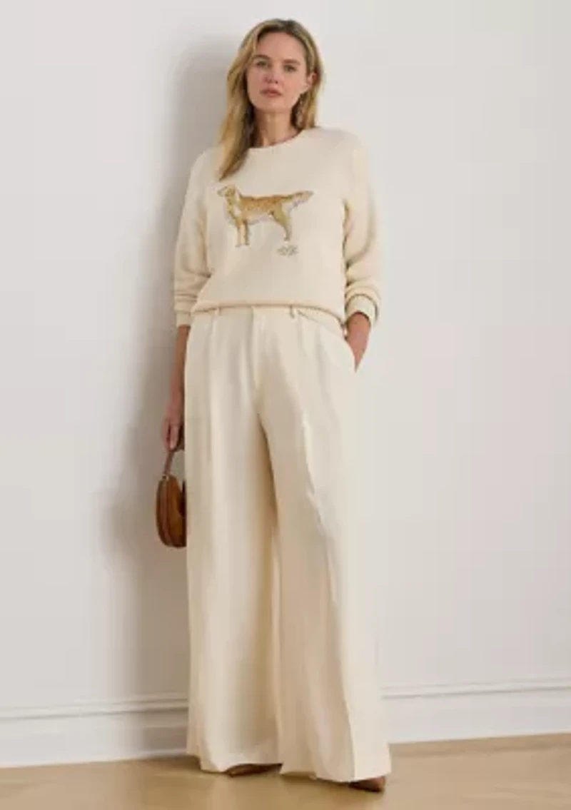 Women's Intarsia-Knit Golden Retriever Sweater