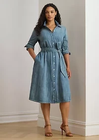 Women's Belted Denim Shirtdress