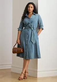 Women's Belted Denim Shirtdress