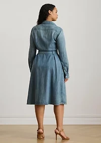 Women's Belted Denim Shirtdress