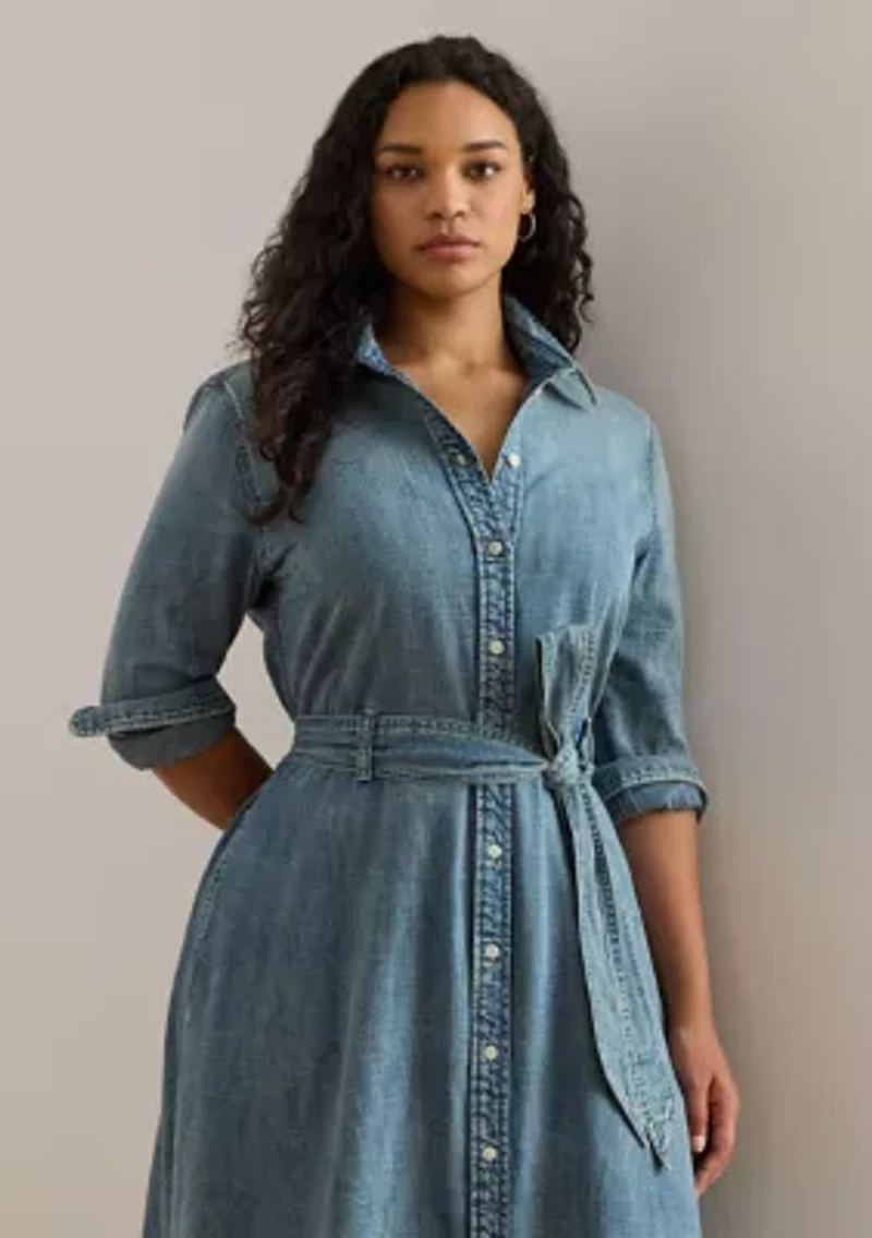 Women's Belted Denim Shirtdress