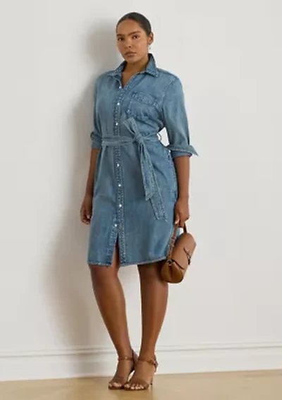 Women's Belted Denim Shirtdress