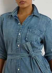 Women's Belted Denim Shirtdress