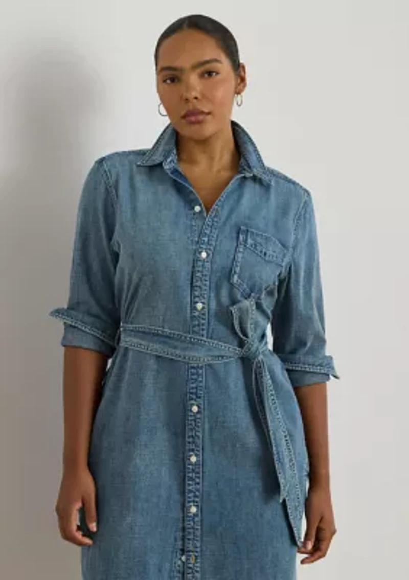 Women's Belted Denim Shirtdress