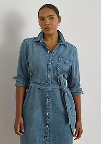Women's Belted Denim Shirtdress