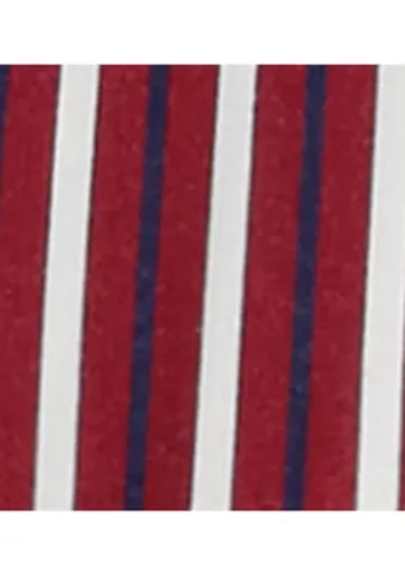 Plus Striped Cotton Broadcloth Tie-Neck Shirt