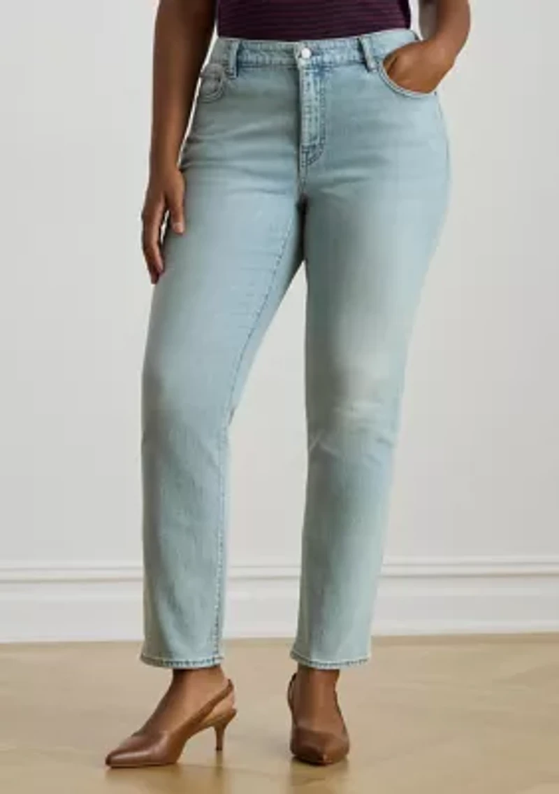 Plus Mid-Rise Straight Ankle Jeans