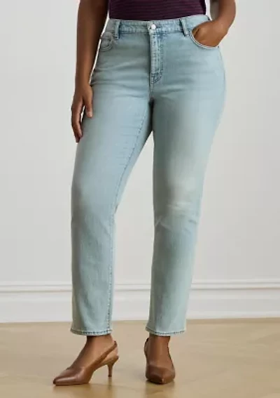 Plus Mid-Rise Straight Ankle Jeans