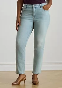 Plus Mid-Rise Straight Ankle Jeans