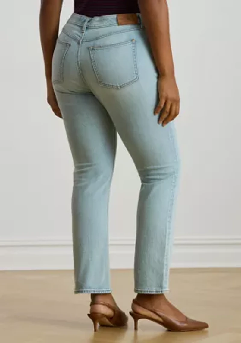 Plus Mid-Rise Straight Ankle Jeans