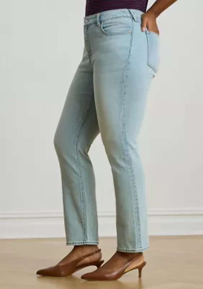 Plus Mid-Rise Straight Ankle Jeans