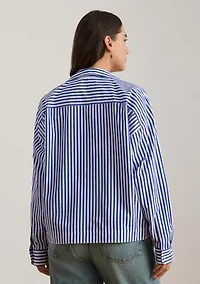 Striped Cotton Broadcloth Cropped Shirt