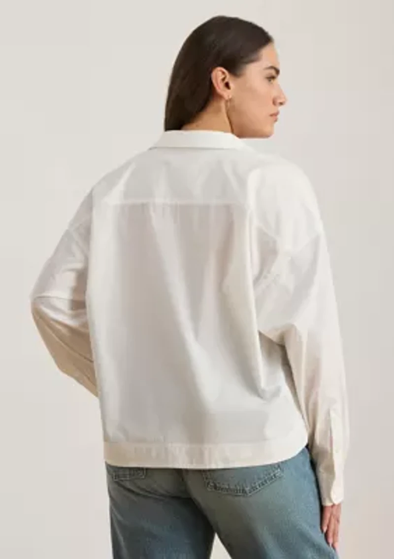 Cotton Broadcloth Cropped Shirt