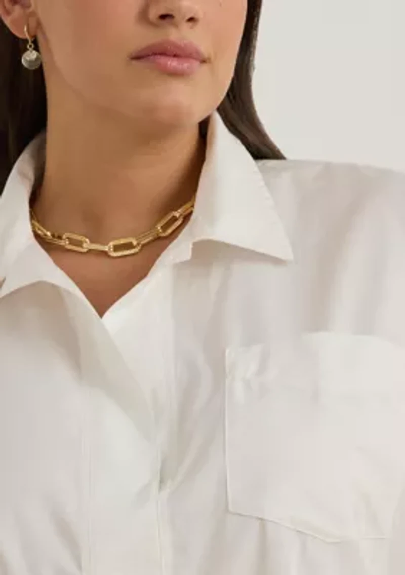 Cotton Broadcloth Cropped Shirt