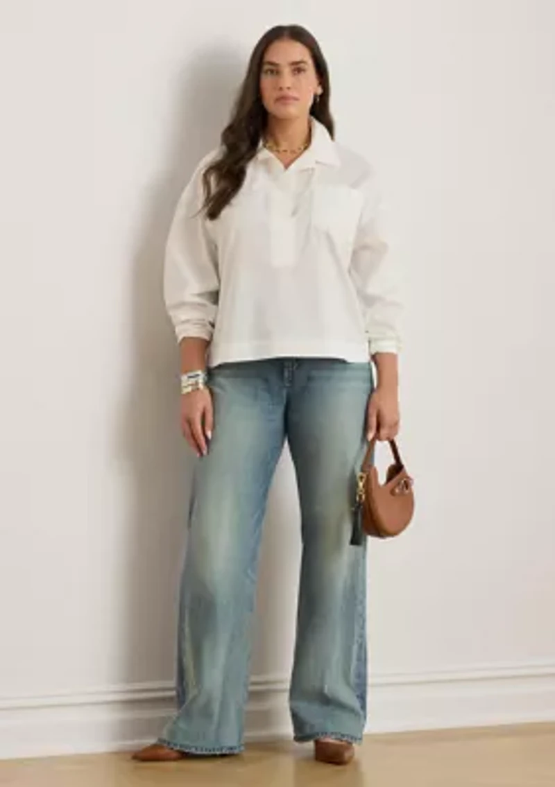 Cotton Broadcloth Cropped Shirt