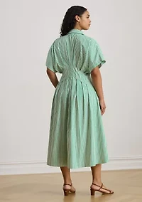 Women's Striped Pleated Broadcloth Shirtdress