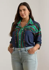 Women's Relaxed Fit Belting and Polka-Dot Shirt