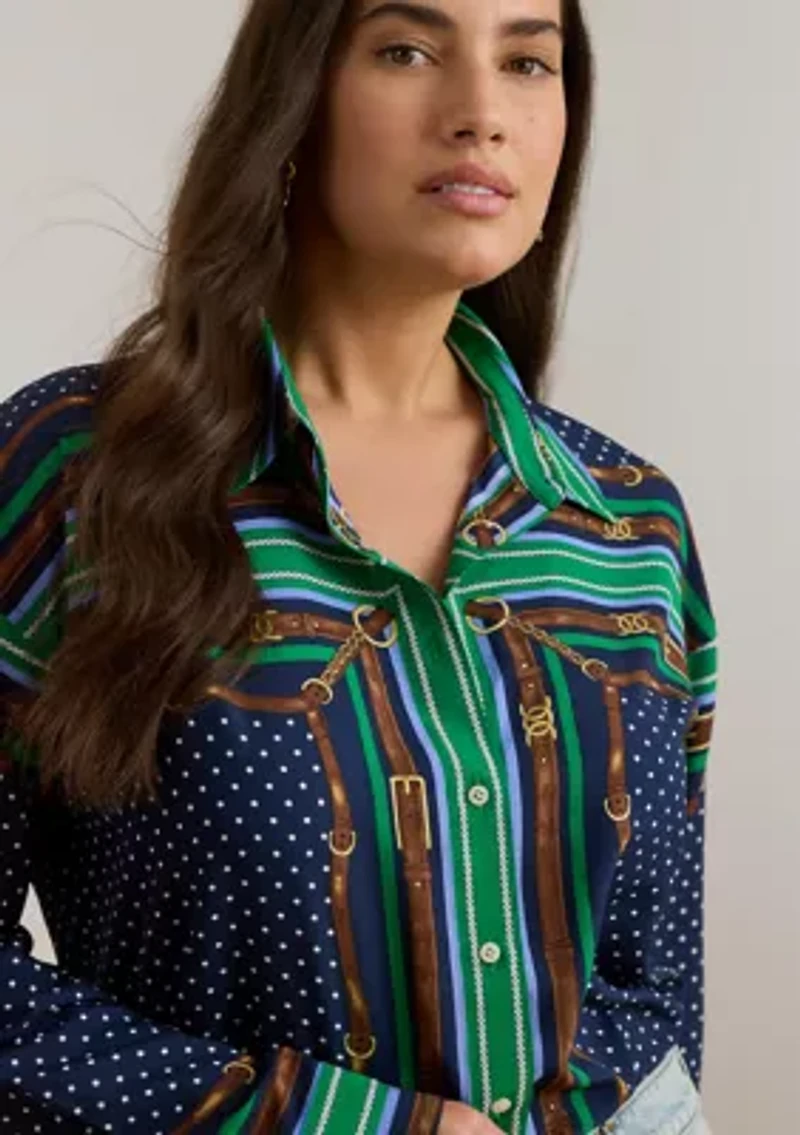 Women's Relaxed Fit Belting and Polka-Dot Shirt