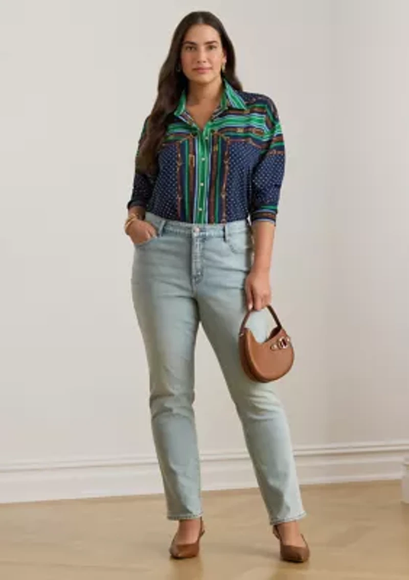 Women's Relaxed Fit Belting and Polka-Dot Shirt