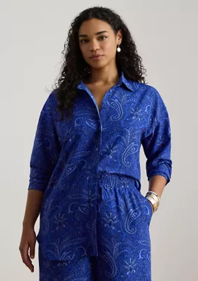 Relaxed Fit Paisley Crepe Shirt