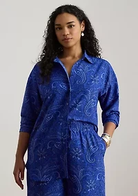 Relaxed Fit Paisley Crepe Shirt