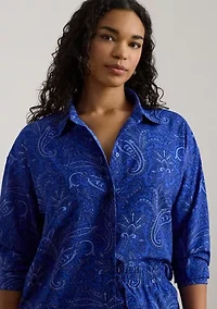 Relaxed Fit Paisley Crepe Shirt