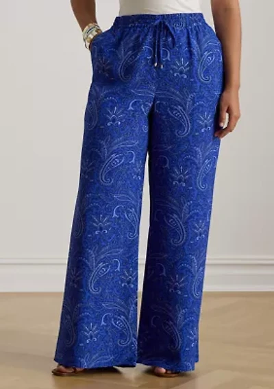 Paisley Crepe Wide-Leg Pant