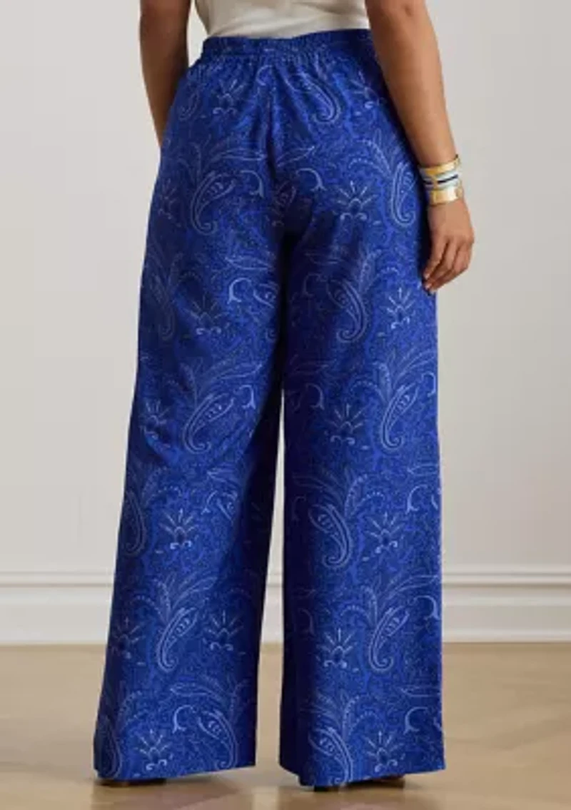 Paisley Crepe Wide-Leg Pant