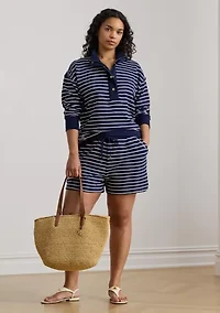 Women's Striped French Terry Mock Neck Sweatshirt