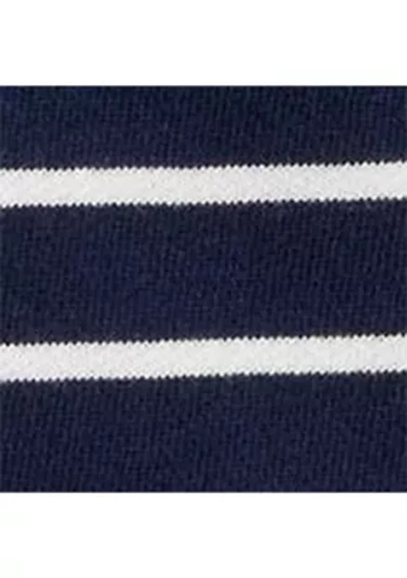 Women's Striped French Terry Mock Neck Sweatshirt