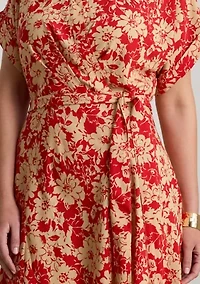 Women's Floral Belted Crepe Dress