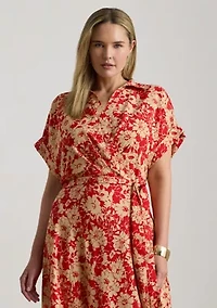 Women's Floral Belted Crepe Dress