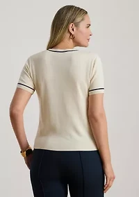 Women's Two-Tone Short-Sleeve Sweater