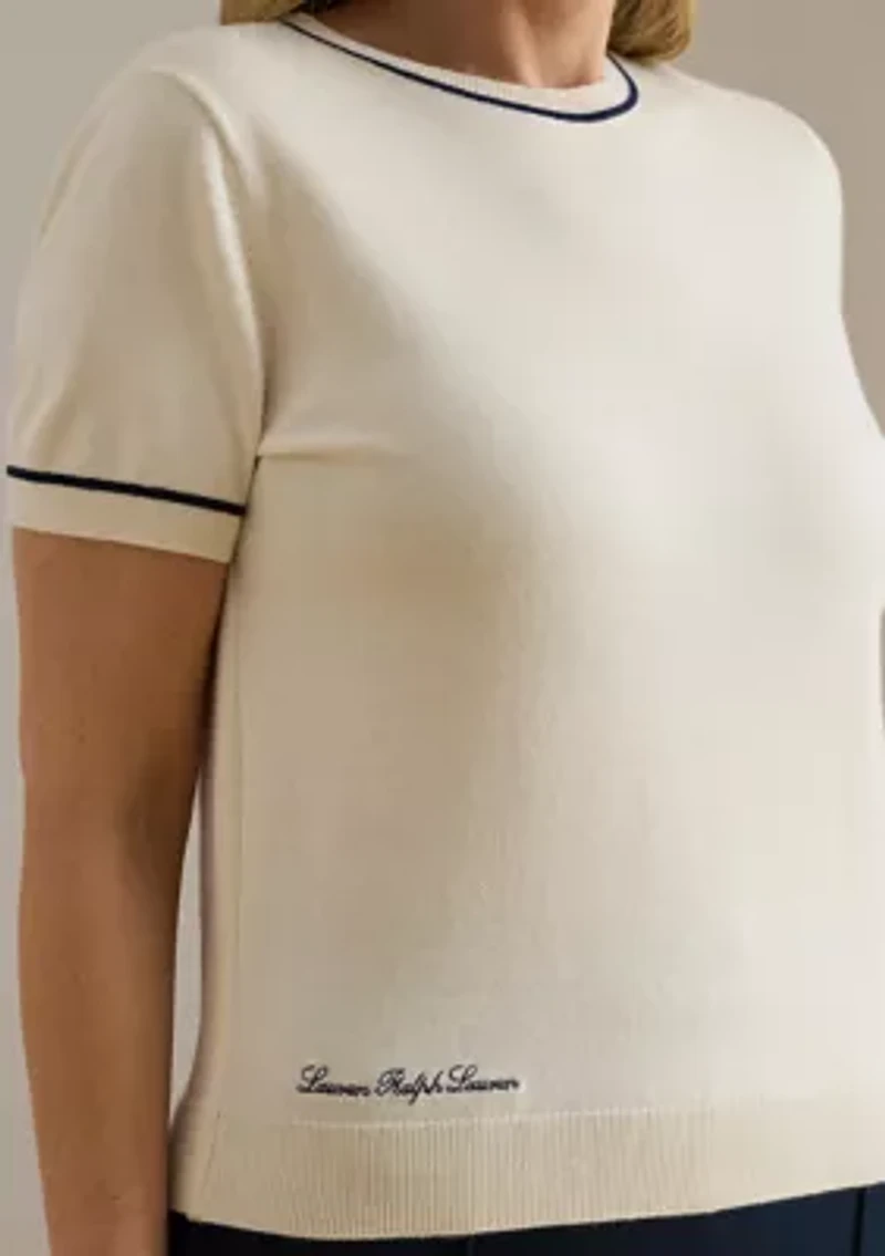 Women's Two-Tone Short-Sleeve Sweater