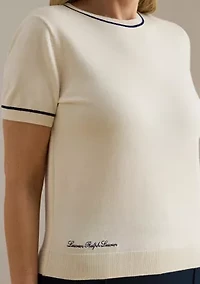 Women's Two-Tone Short-Sleeve Sweater