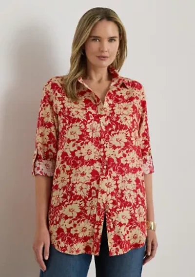 Relaxed Fit Floral Linen Shirt
