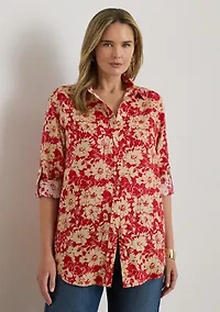 Relaxed Fit Floral Linen Shirt