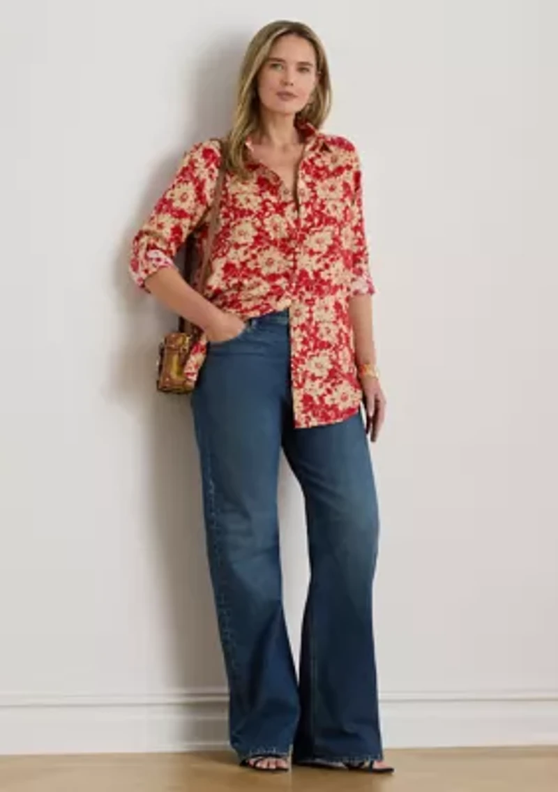Relaxed Fit Floral Linen Shirt