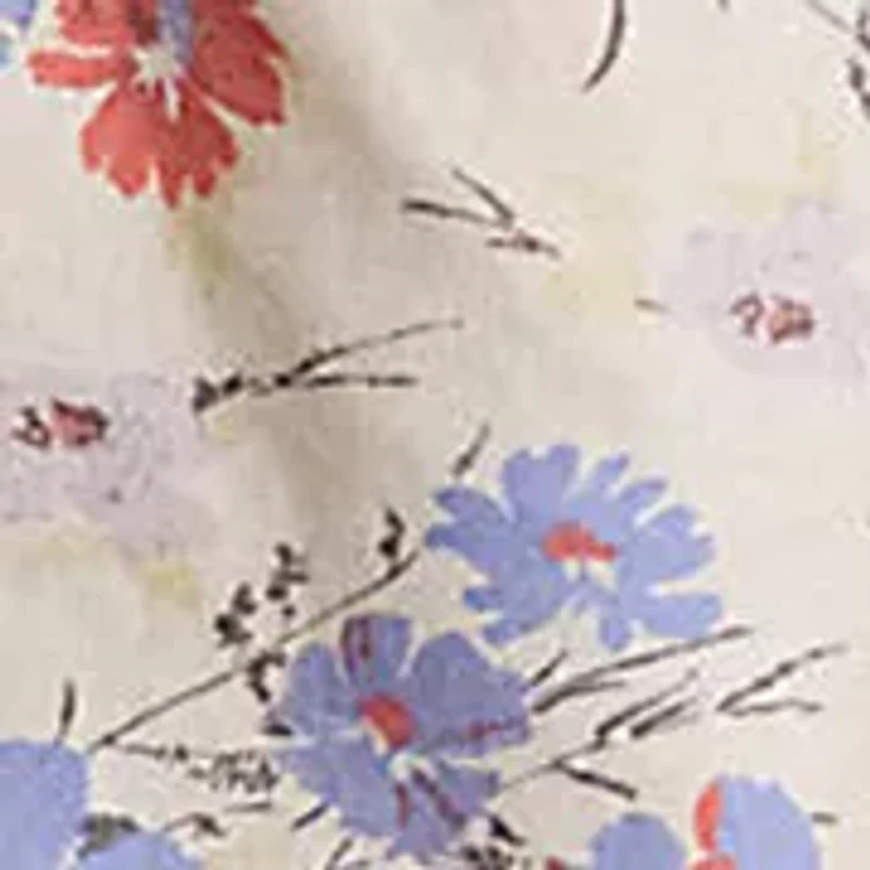 Women's Floral Tie-Front Linen Shirtdress