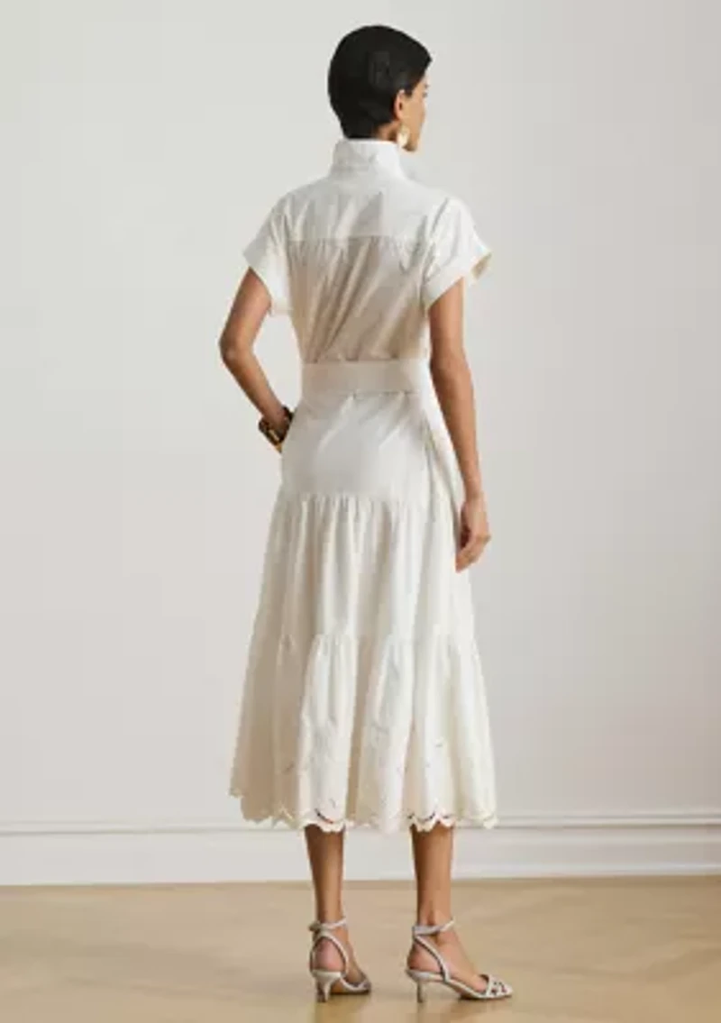 Women's Eyelet Broadcloth Tiered Shirtdress