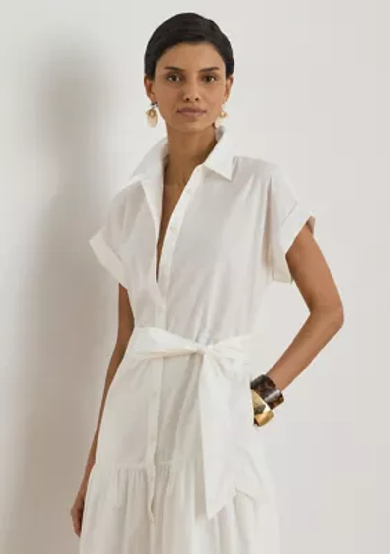 Women's Eyelet Broadcloth Tiered Shirtdress